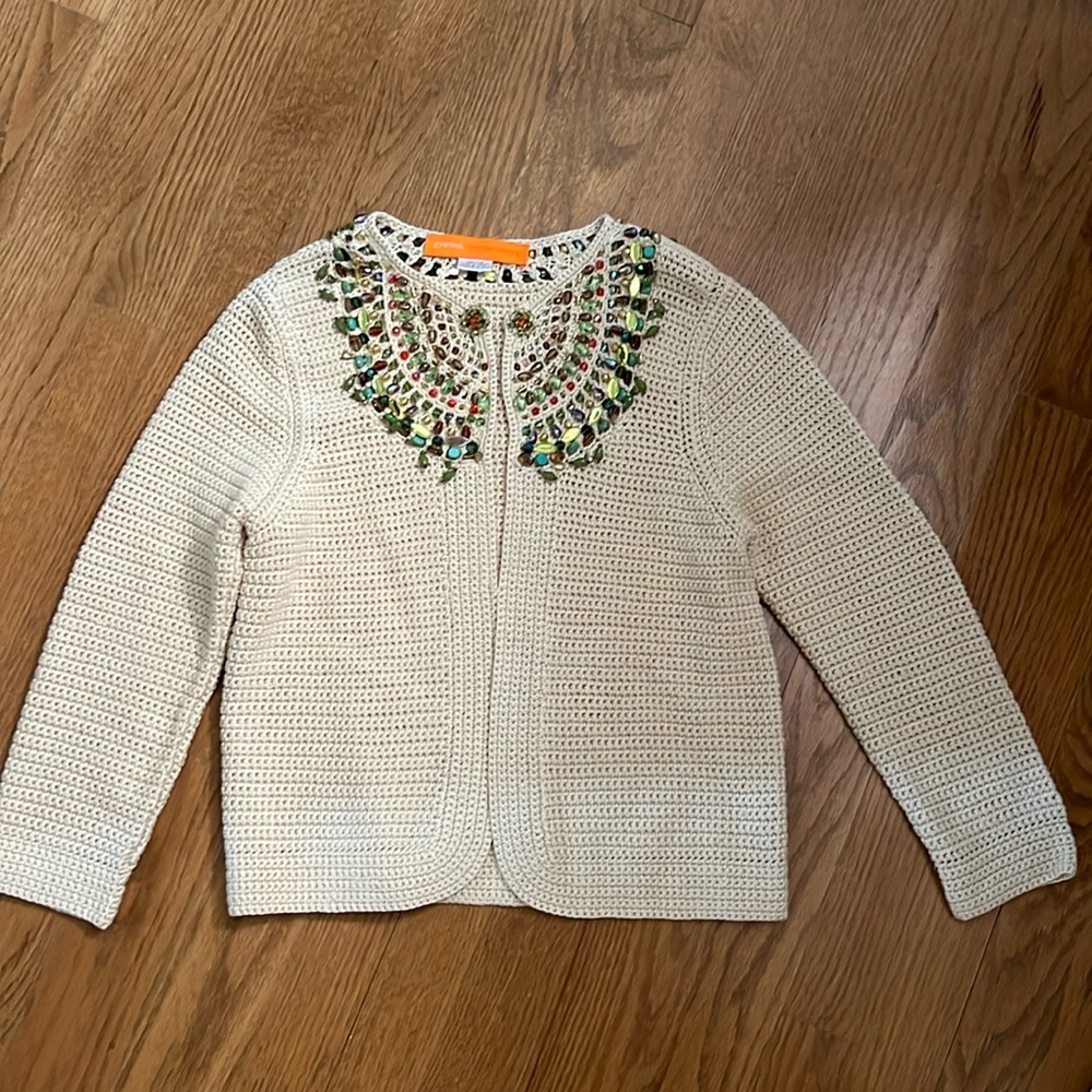 Cynthia Steffe Cream Cardigan with Jewel Accents